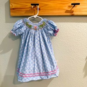 Lolly Wolly Doodle smocked crocodile bird smocked dress 12 months